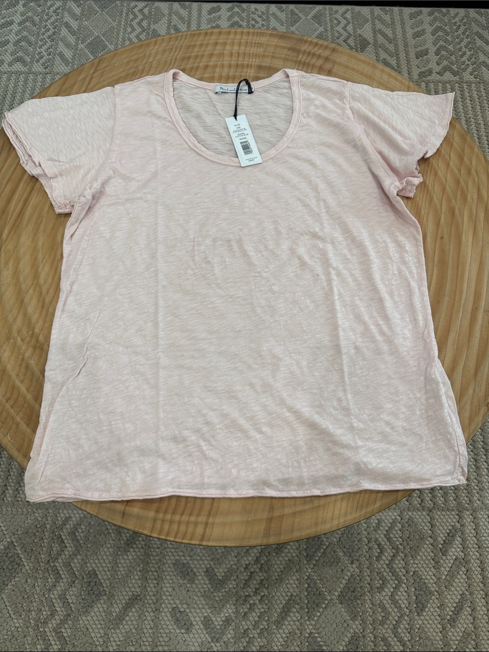 Michael Stars Pale Pink/ Rose Scoop Neck Short Sleeve Tee